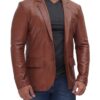Brandon Tan Mens Leather Blazer Jacket Brandon Tan Mens Leather Blazer Jacket