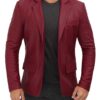 Puccio Mens Maroon Blazer Jacket