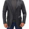 Black Mens Leather Blazer Jacket