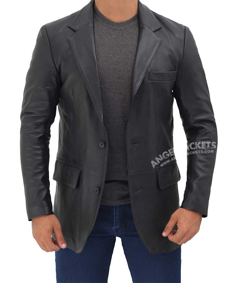Black Mens Leather Blazer Jacket Black Mens Leather Blazer Jacket