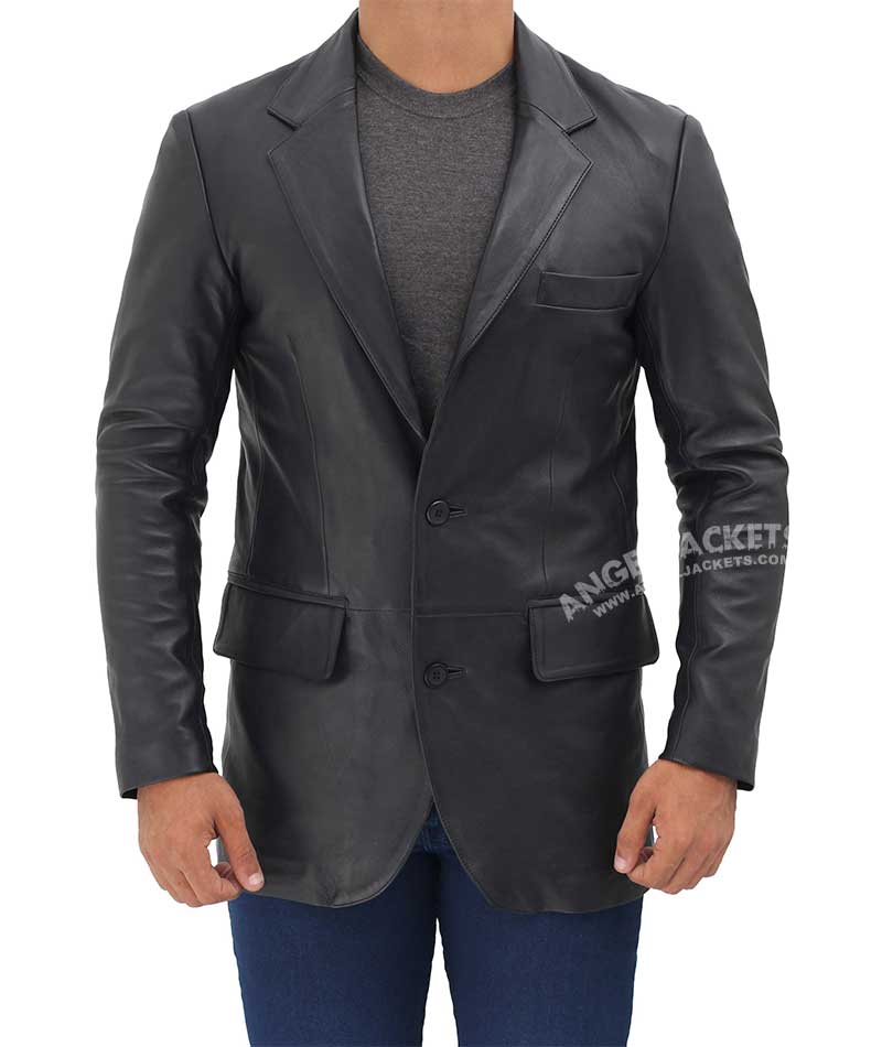 Black Mens Leather Blazer Jacket Black Mens Leather Blazer Jacket