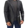 Black Mens Leather Blazer Jacket Black Mens Leather Blazer Jacket