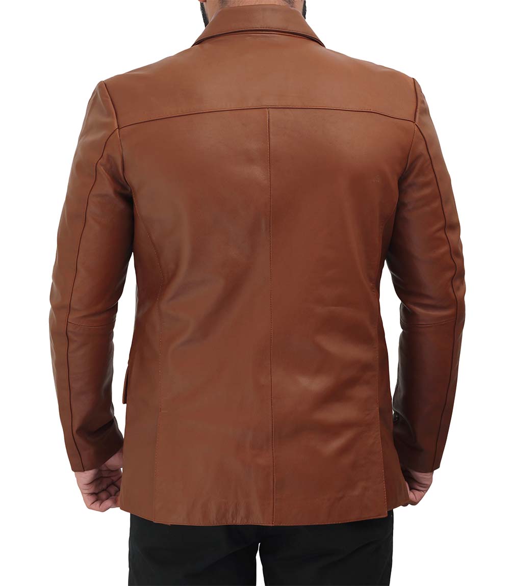 Mens Cognac Leather Blazer Jacket Mens Cognac Leather Blazer Jacket
