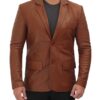 Mens Cognac Leather Blazer Jacket Mens Cognac Leather Blazer Jacket