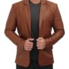 Mens Cognac Leather Blazer Jacket Mens Cognac Leather Blazer Jacket