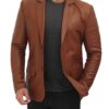 Mens Cognac Leather Blazer Jacket Mens Cognac Leather Blazer Jacket