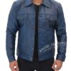 Fernando Blue Trucker Leather Jacket