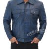 Fernando Blue Trucker Leather Jacket