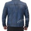 Fernando Blue Trucker Leather Jacket