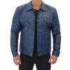 Fernando Blue Trucker Leather Jacket