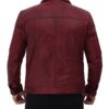 Mens Maroon Leather Trucker Jacket