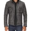 Mens Cafe Racer Light Grey Distressed Leather Jacket