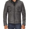 Mens Cafe Racer Light Grey Distressed Leather Jacket Mens Cafe Racer Light Grey Distressed Leather Jacket