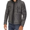 Mens Cafe Racer Light Grey Distressed Leather Jacket Mens Cafe Racer Light Grey Distressed Leather Jacket