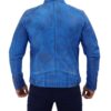 Dodge Mens Sky Blue Cafe Racer Style Leather Jacket