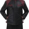 Black and Maroon Cafe Racer Leather Jacket Mens Black and Maroon Cafe Racer Leather Jacket Mens