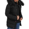  Black 3/4 Length Puffer Coat With Fur Hood Mens