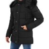  Black 3/4 Length Puffer Coat With Fur Hood Mens