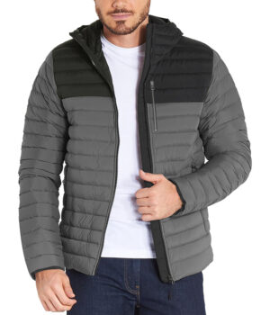  Black and Gray Puffer Jacket With Hood