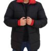 Mens 3/4 Length Black and Red Puffer Coat Mens 3/4 Length Black and Red Puffer Coat