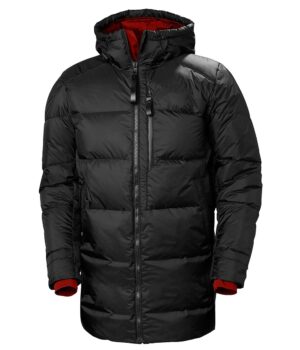  Mens Black 3/4 Length Puffer Coat With Hood