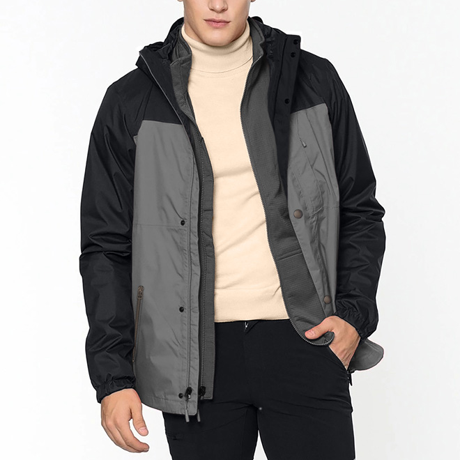 Mens Black and Gray Jacket With Hood Mens Black and Gray Jacket With Hood
