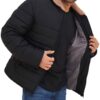  Mens Black Puffer Jacket With Shearling Collar