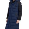  Mens Long Navy Blue Puffer Coat With Hood