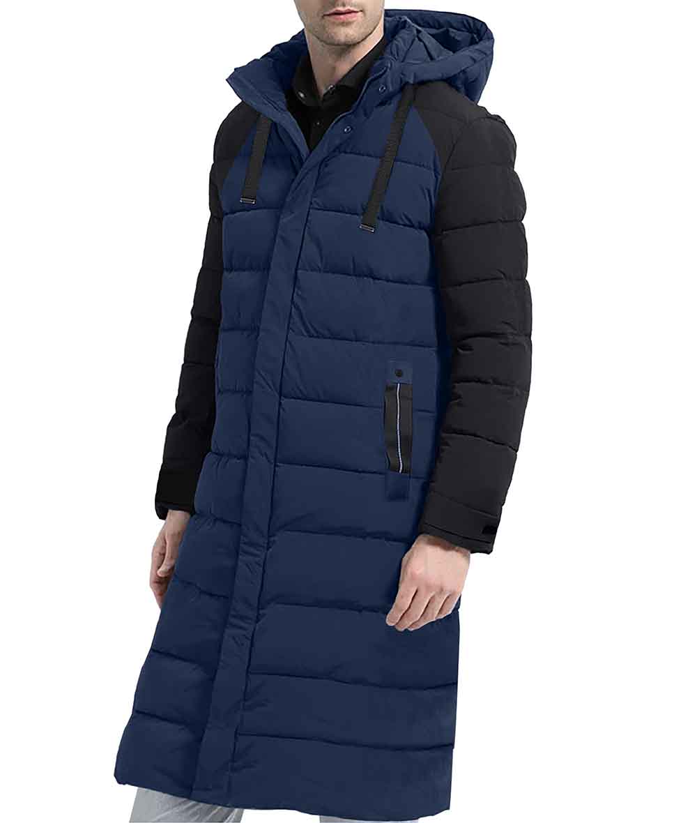 Mens Long Navy Blue Puffer Coat With Hood Mens Long Navy Blue Puffer Coat With Hood