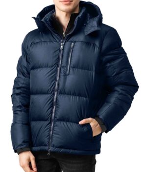  Mens Navy Blue Hooded Puffer Jacket