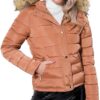 Tan Puffer Jacket With Fur Hood Womens