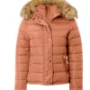  Tan Puffer Jacket With Fur Hood Womens
