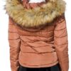  Tan Puffer Jacket With Fur Hood Womens