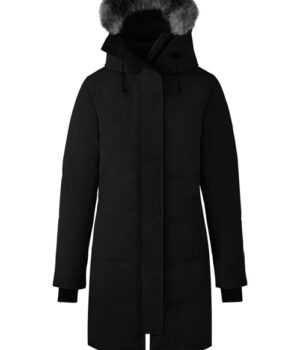  Women Black 3/4 Length Fur Hood Coat