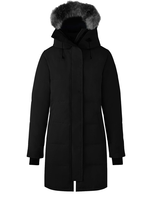 Women Black 3/4 Length Fur Hood Coat Women Black 3/4 Length Fur Hood Coat