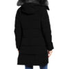 Women Black 3/4 Length Fur Hood Coat Women Black 3/4 Length Fur Hood Coat