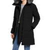 Women Black 3/4 Length Fur Hood Coat Women Black 3/4 Length Fur Hood Coat