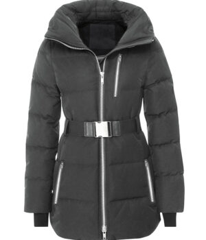  Womens 3/4 Length Dark Gray Puffer Coat