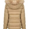 Womens Beige Puffer Jacket With Fur Trim Hood Womens Beige Puffer Jacket With Fur Trim Hood
