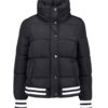  Womens Black Puffer Bomber Jacket