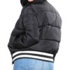  Womens Black Puffer Bomber Jacket