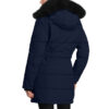  Womens Fur Trim Hood 3/4 Length Blue Coat