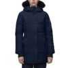  Womens Fur Trim Hood 3/4 Length Blue Coat