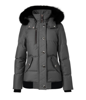  Womens Fur Trim Hood Gray Puffer Jacket