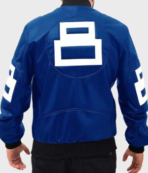 8 Ball Blue Leather Bomber Jacket