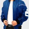 8 Ball Blue Leather Bomber Jacket