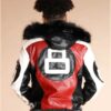 8 Ball Logo Fur Hooded Leather Jacket