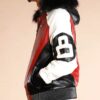 8 Ball Logo Fur Hooded Leather Jacket