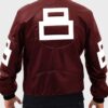 8 Ball Maroon Leather Bomber Jacket