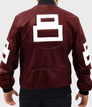 8 Ball Maroon Leather Bomber Jacket